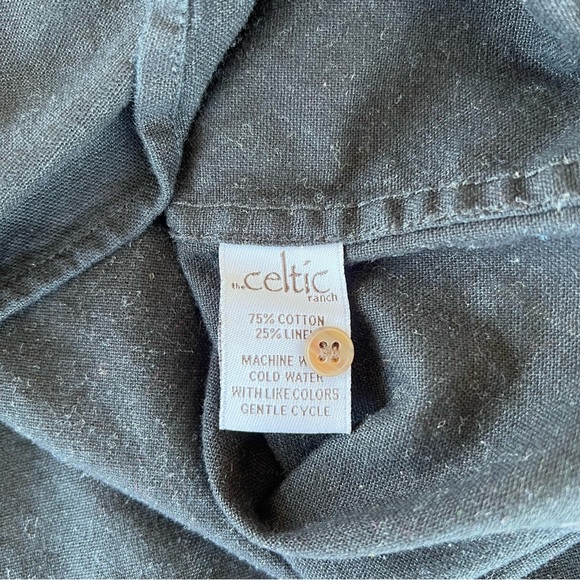 Celtic Ranchwear Grandfather Button Down Irish Linen Band Collar Western 2XL GUC - Picture 10 of 11